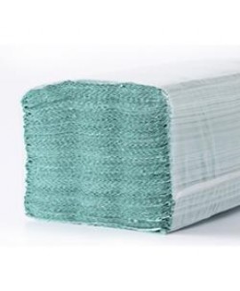 Паперові рушники листові, V-складання, макулатурні, зелені M102. 