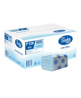 Паперові рушники листові, V-складання, макулатурні, сині. P128.