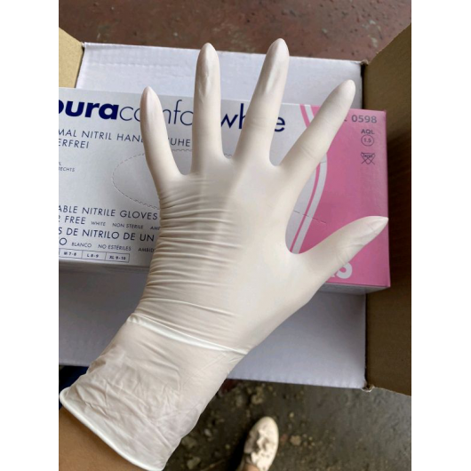 Рукавички нітрилові AMPri Nitrile PuraComfort White / Нітрил ПураКомфорт Білі 120-020